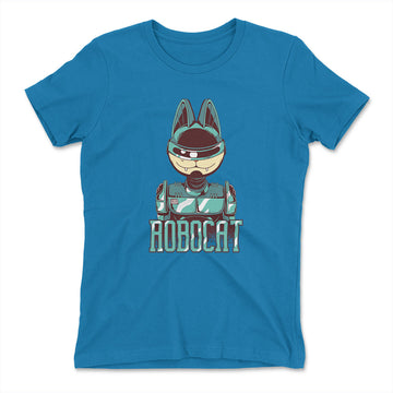 Robocat Womens T-Shirt in Turquoise color